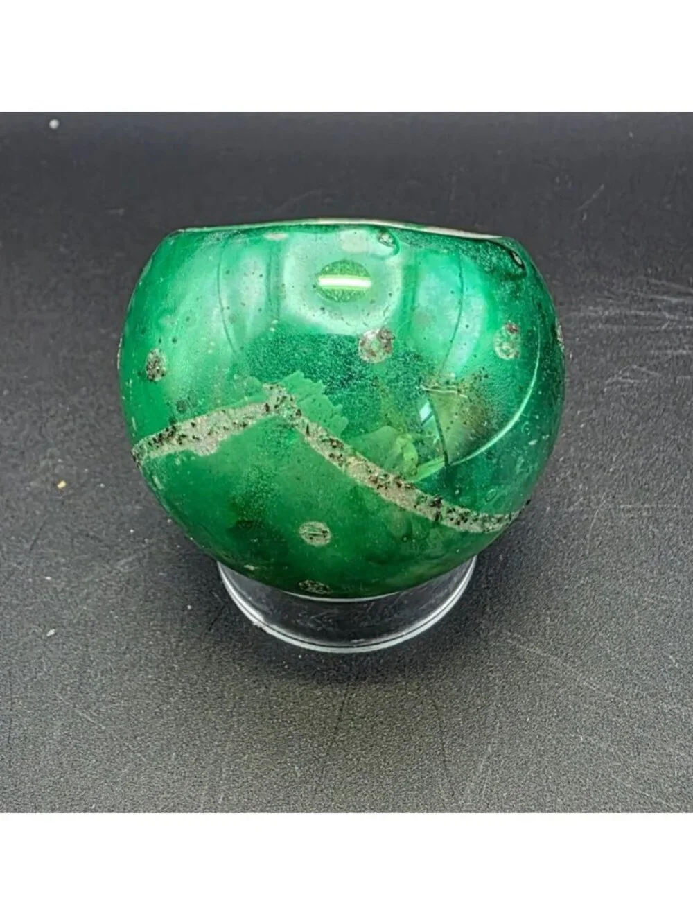 Vintage MCM Green Indented Reflector Mercury Glass Christmas Ornament